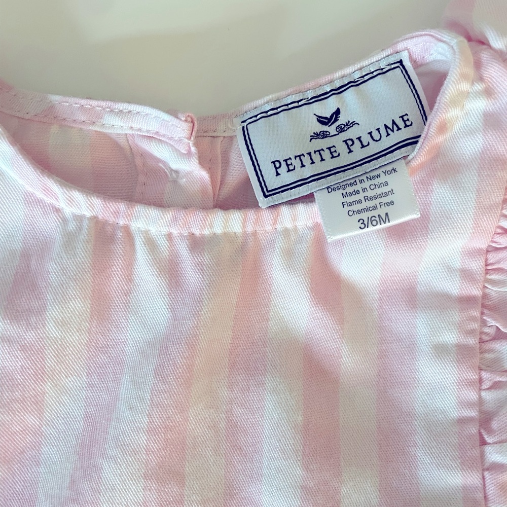 Petite Plume Baby’s Twill Ruffled Romper in Pink Gingham. - Picture 4 of 4